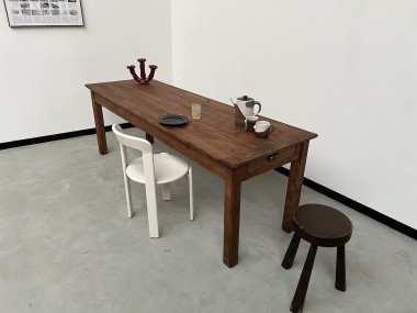 Table de ferme en pin 223 cm, années 70, vue 28
