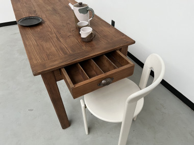 Table de ferme en pin 223 cm, années 70, vue 29