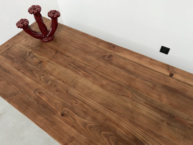 Table de ferme en pin 223 cm, années 70, vue 33