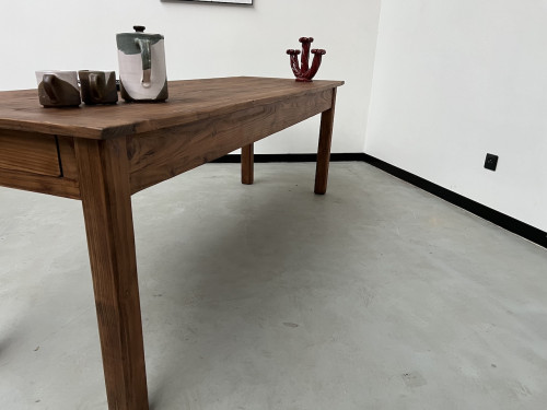 Table de ferme en pin 223 cm, années 70, vue 35