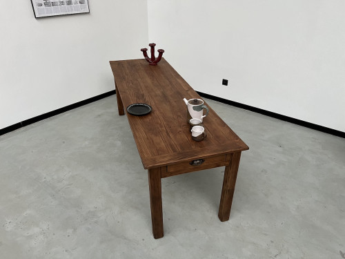 Table de ferme en pin 223 cm, années 70, vue 40
