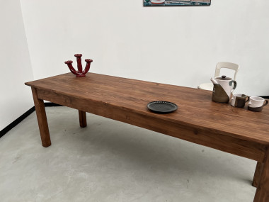 Table de ferme en pin 223 cm, années 70, vue 41