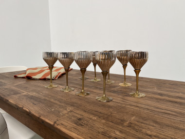 9 verres anciens en métal argenté et laiton, vue 15