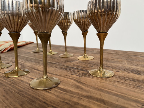 9 verres anciens en métal argenté et laiton, vue 16