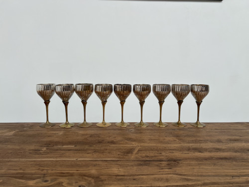 9 verres anciens en métal argenté et laiton, vue 18