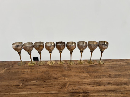 9 verres anciens en métal argenté et laiton, vue 19
