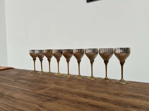 9 verres anciens en métal argenté et laiton, vue 20