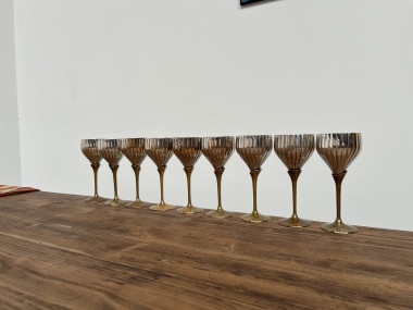 9 verres anciens en métal argenté et laiton, vue 20