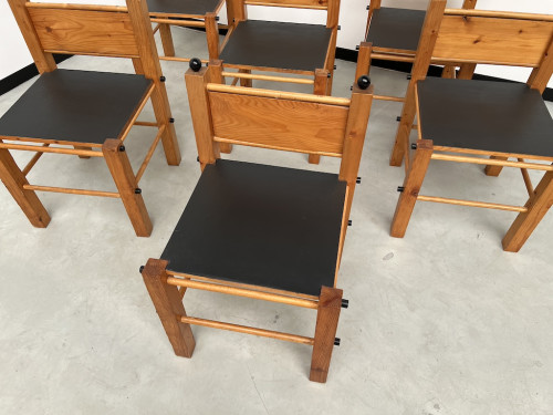 Serie de 6 chaises modernistes en pin, vue 2