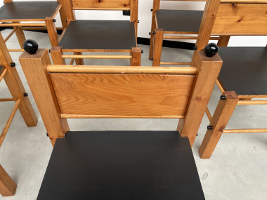 Serie de 6 chaises modernistes en pin, vue 3