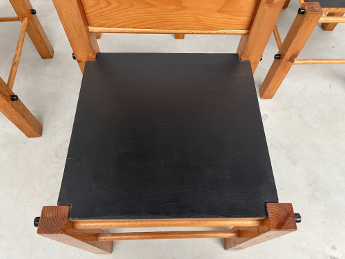 Serie de 6 chaises modernistes en pin, vue 4