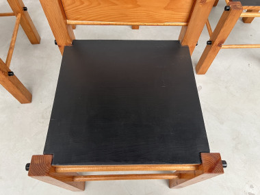 Serie de 6 chaises modernistes en pin, vue 4