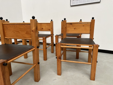 Serie de 6 chaises modernistes en pin, vue 6