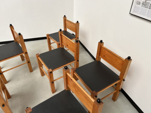 Serie de 6 chaises modernistes en pin, vue 8