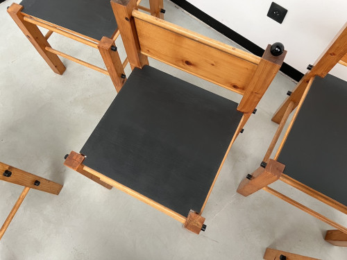 Serie de 6 chaises modernistes en pin, vue 11