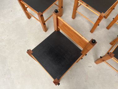 Serie de 6 chaises modernistes en pin, vue 12