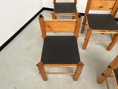 Serie de 6 chaises modernistes en pin, vue 13