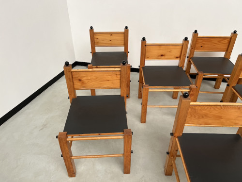 Serie de 6 chaises modernistes en pin, vue 14
