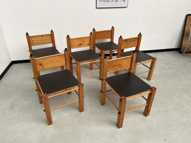 Serie de 6 chaises modernistes en pin, vue 15