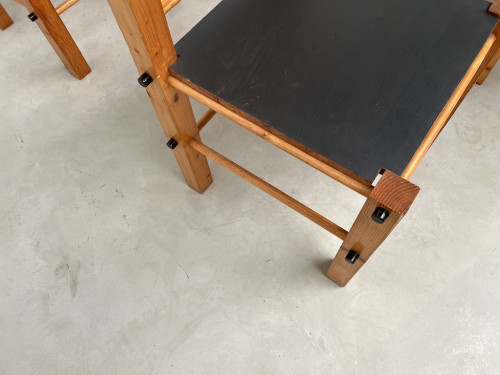 Serie de 6 chaises modernistes en pin, vue 16