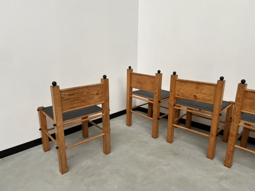 Serie de 6 chaises modernistes en pin, vue 20
