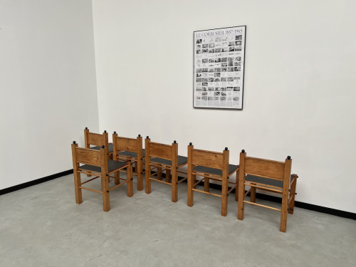 Serie de 6 chaises modernistes en pin, vue 24