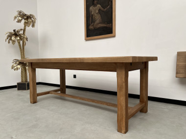 Grande table de ferme en chêne massif à rallonges, vue 9