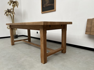 Grande table de ferme en chêne massif à rallonges, vue 10