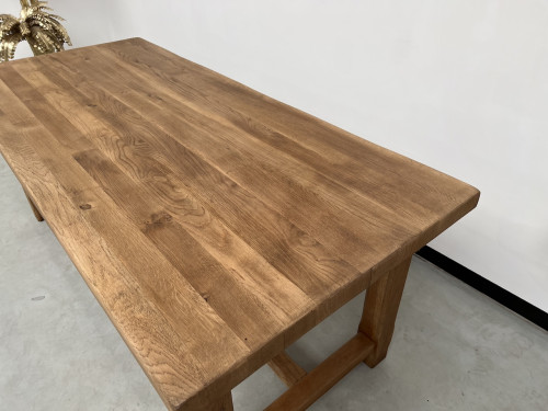 Grande table de ferme en chêne massif à rallonges, vue 11