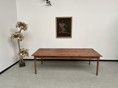 Grande table de ferme en merisier massif, 250 X 110 cm, vue 1