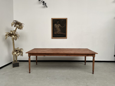 Grande table de ferme en merisier massif, 250 X 110 cm, vue 4