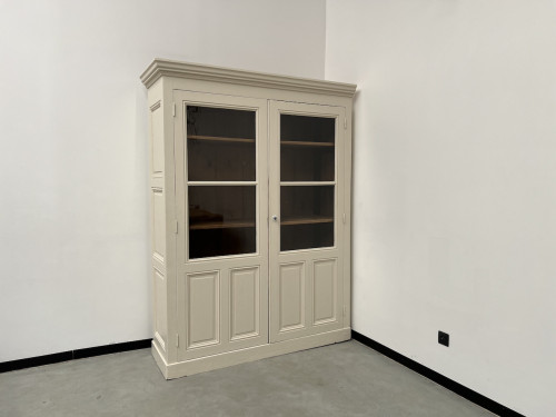 Grande armoire d'angle des années 1900, couleur lin pur, vue 2
