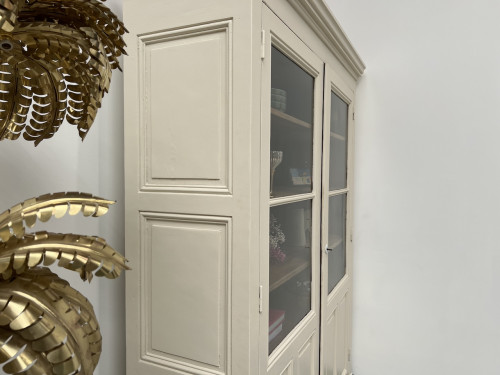 Grande armoire d'angle des années 1900, couleur lin pur, vue 7