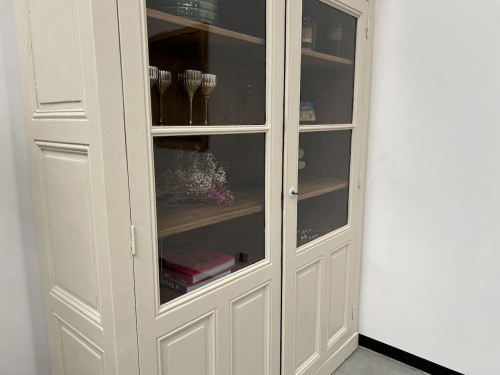 Grande armoire d'angle des années 1900, couleur lin pur, vue 9