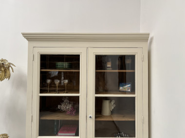 Grande armoire d'angle des années 1900, couleur lin pur, vue 12