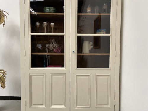 Grande armoire d'angle des années 1900, couleur lin pur, vue 13