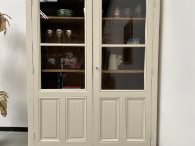 Grande armoire d'angle des années 1900, couleur lin pur, vue 13