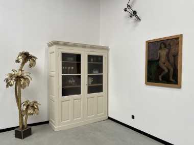 Grande armoire d'angle des années 1900, couleur lin pur, vue 26