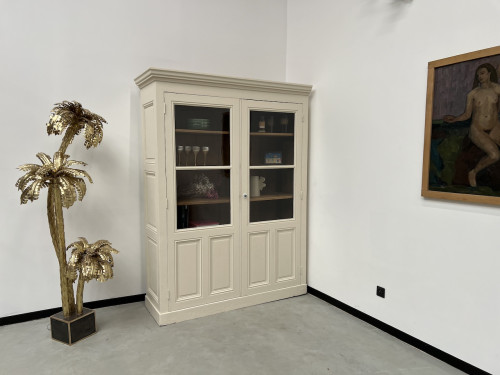 Grande armoire d'angle des années 1900, couleur lin pur, vue 1