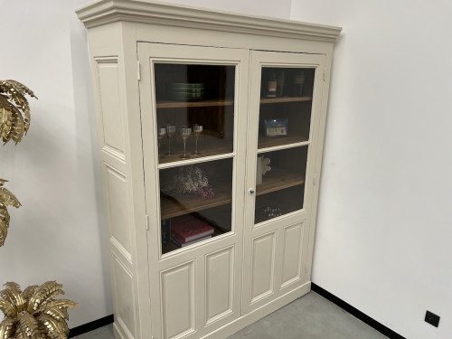 Grande armoire d'angle des années 1900, couleur lin pur, vue 28