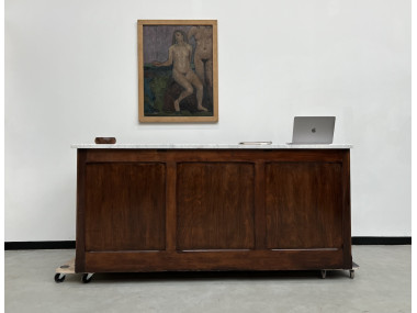 Comptoir de commerce ancien en chêne à tiroirs, vue 19