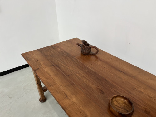 Table de ferme bordelaise ancienne en merisier massif, vue 7
