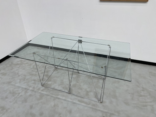 Table de salle à manger avec socle pliable de Max Sauze Studio, France, 1970s, vue 4
