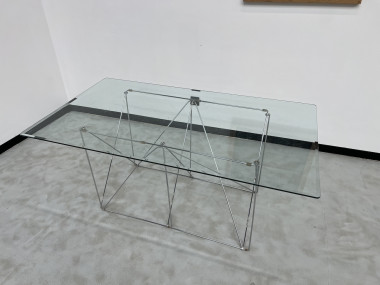 Table de salle à manger avec socle pliable de Max Sauze Studio, France, 1970s, vue 4