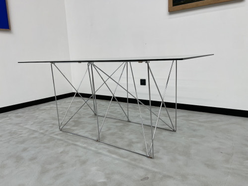 Table de salle à manger avec socle pliable de Max Sauze Studio, France, 1970s, vue 6