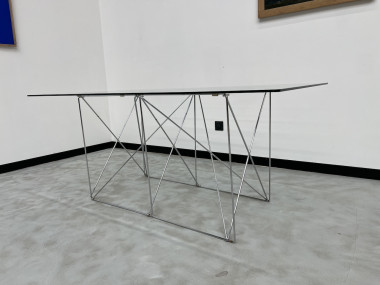 Table de salle à manger avec socle pliable de Max Sauze Studio, France, 1970s, vue 6