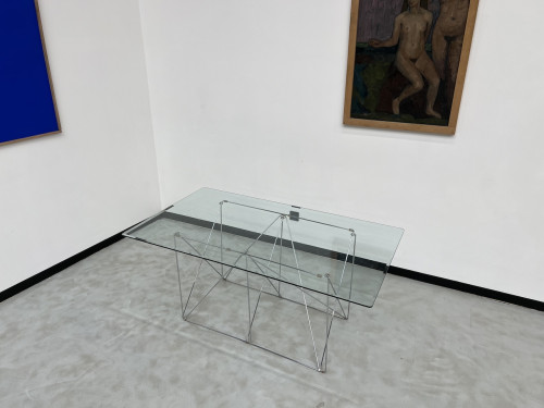 Table de salle à manger avec socle pliable de Max Sauze Studio, France, 1970s, vue 15