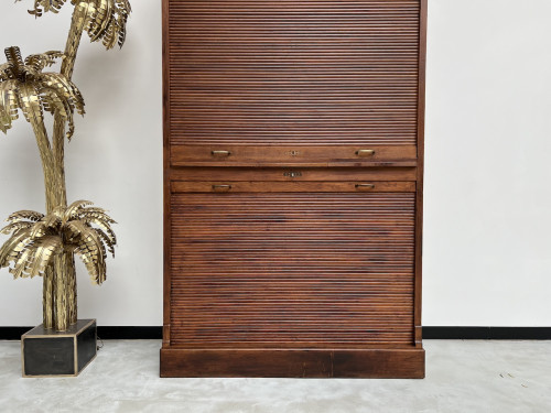 Armoire à rideaux en chêne massif, circa 1930, vue 4