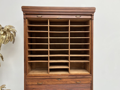 Armoire à rideaux en chêne massif, circa 1930, vue 12