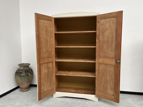 Armoire art déco 1930 restaurée, couleur lin pur, vue 13